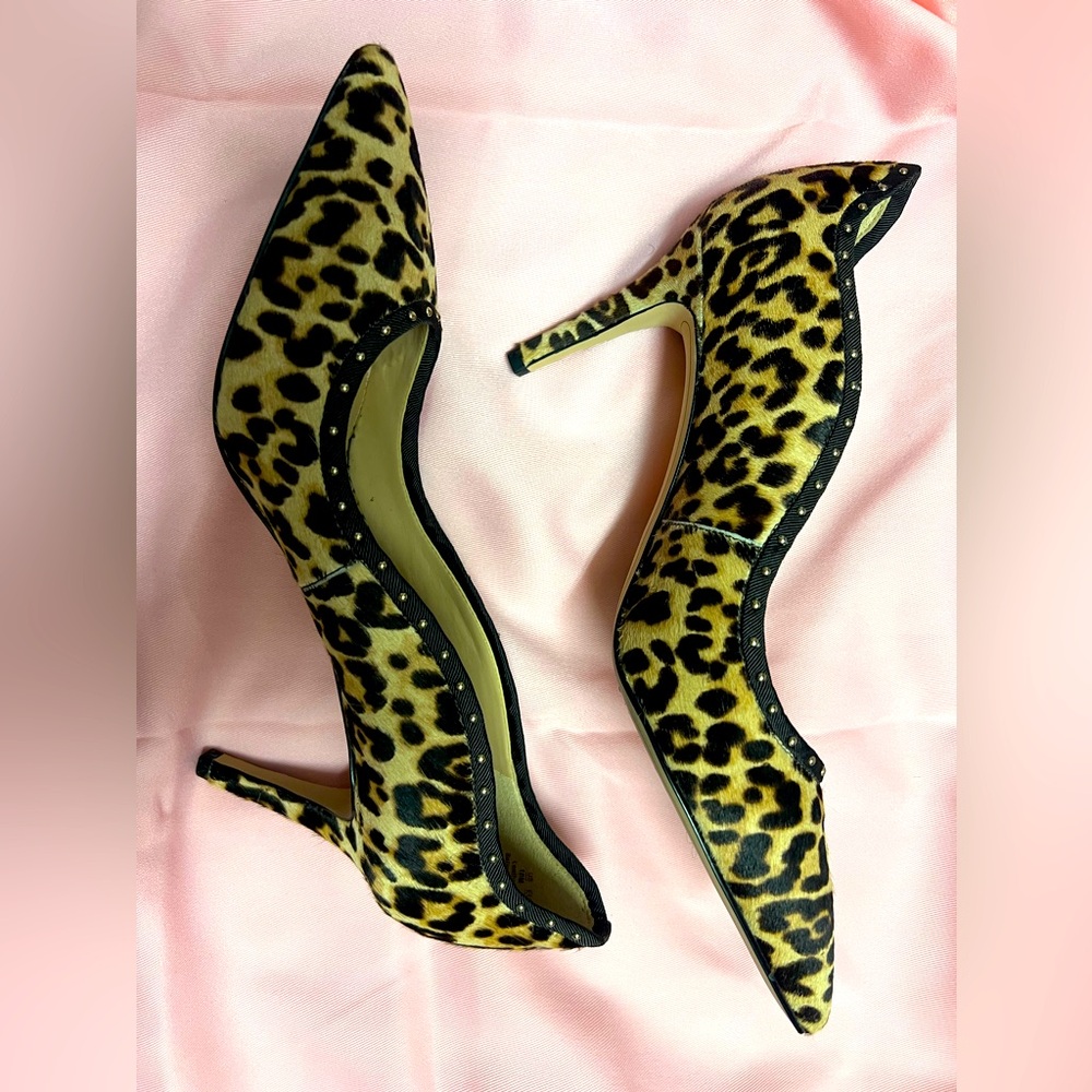 Sam Edelman real cow leopard print shoes, size 10
